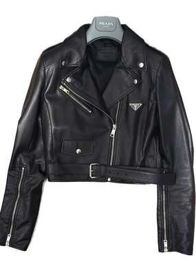 Prada Leather Biker Jacket Womans Size 42 (XS/S)